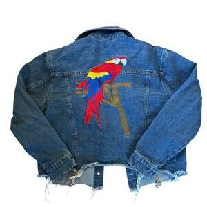 36 dot 5 Jean Jacket with Parrot Embroidery on Back